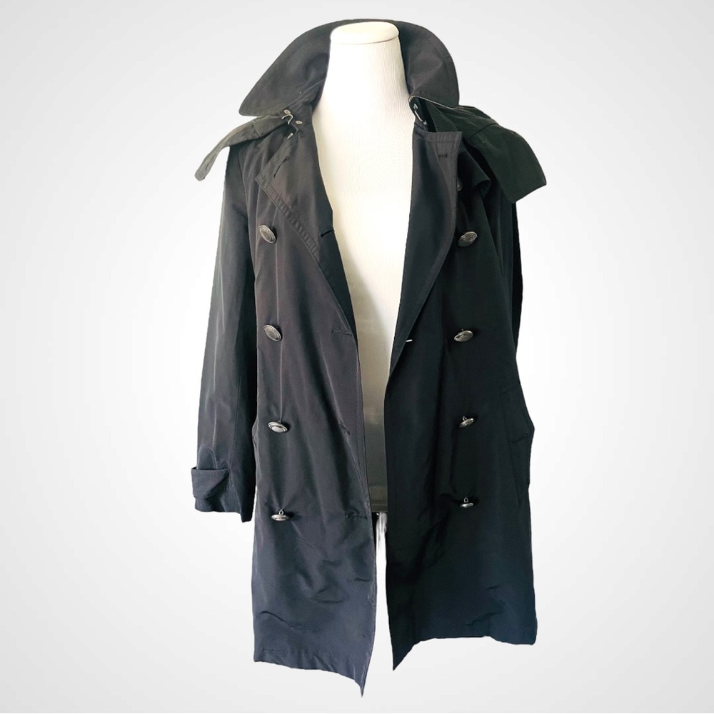 BURBERRY BRIT BLACK CLASSIC BELTED TRENCH COAT SIZE 8 - Picture 9 of 16